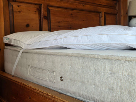 PillowPillow Mattress Topper positioned on a plush bed for enhanced comfort and support
