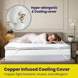 Brightr Sleep mattress topper with copper infused cooling cover for hypoallergenic sleep comfort