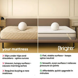 Brightr Sleep Mattress Topper for a flat, stable surface that keeps your spine neutral and relieves joint pressure