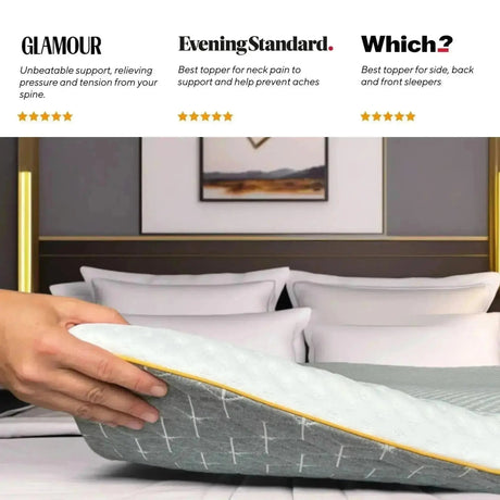 Brightr Sleep Mattress Topper offering support and tension relief for a comfortable night's sleep