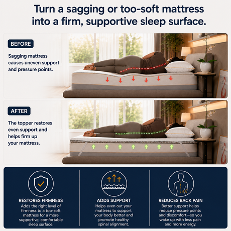 Brightr Sleep Mattress Topper enhances mattress firmness and support for a better sleep experience