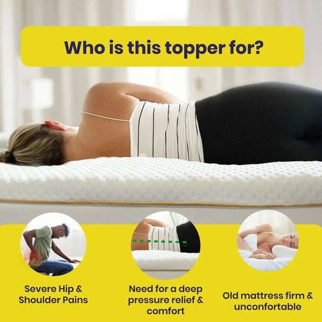 Brightr Sleep mattress topper designed for hip and shoulder pain relief and enhanced comfort