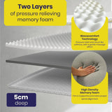 Brightr Sleep Mattress Topper with two layers of pressure relieving memory foam for optimal comfort