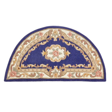 Elegant Medallion Rug in Blue with Intricate Floral Patterns and Classic Design