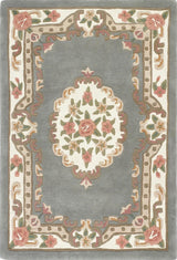 Elegant Medallion Rug with Floral Patterns and Soft Grey Background for Home Decor