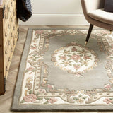 Elegant Medallion Rug with Floral Patterns in Soft Grey and Cream Shades for Home Decor