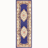 Elegant Medallion Rug in Blue and Beige with Floral Patterns for Home Decor