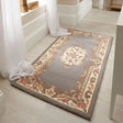Elegant Medallion Rug with Floral Design in Soft Pastels for Living Room or Bedroom Decor