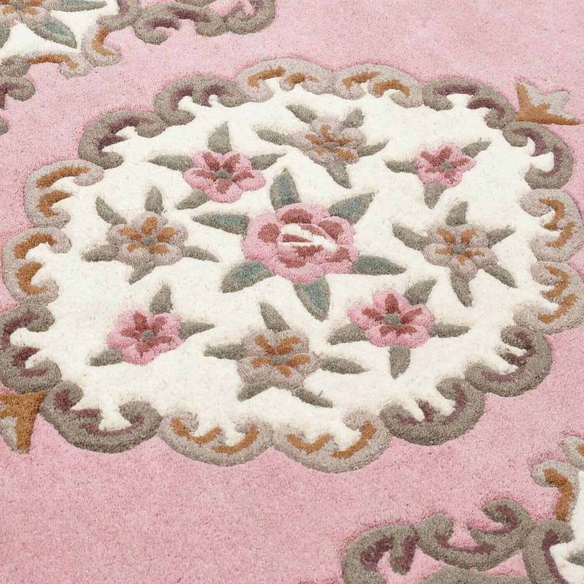 Beautiful Medallion Rug featuring floral patterns and pastel pink background for stylish home decor