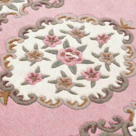 Beautiful Medallion Rug featuring floral patterns and pastel pink background for stylish home decor