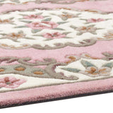 Decorative Medallion Rug with Floral Patterns in Soft Pink and Ivory for Home Decor