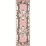 Elegant Medallion Rug in soft pink with intricate floral patterns, perfect for adding charm to any hallway