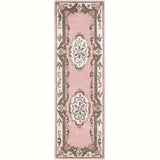 Elegant Medallion Rug in soft pink with intricate floral patterns, perfect for adding charm to any hallway
