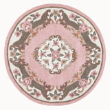 Round Medallion Rug with Floral Design in Pink and Cream for Elegant Home Decor