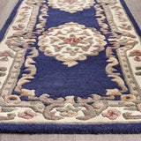 Elegant Medallion Rug in rich blue with intricate floral patterns for stylish home decor