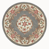Round Medallion Rug with Floral Design and Soft Grey Background from The Rugs