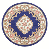 Elegant round Medallion Rug with floral patterns and rich blue background for stylish interiors