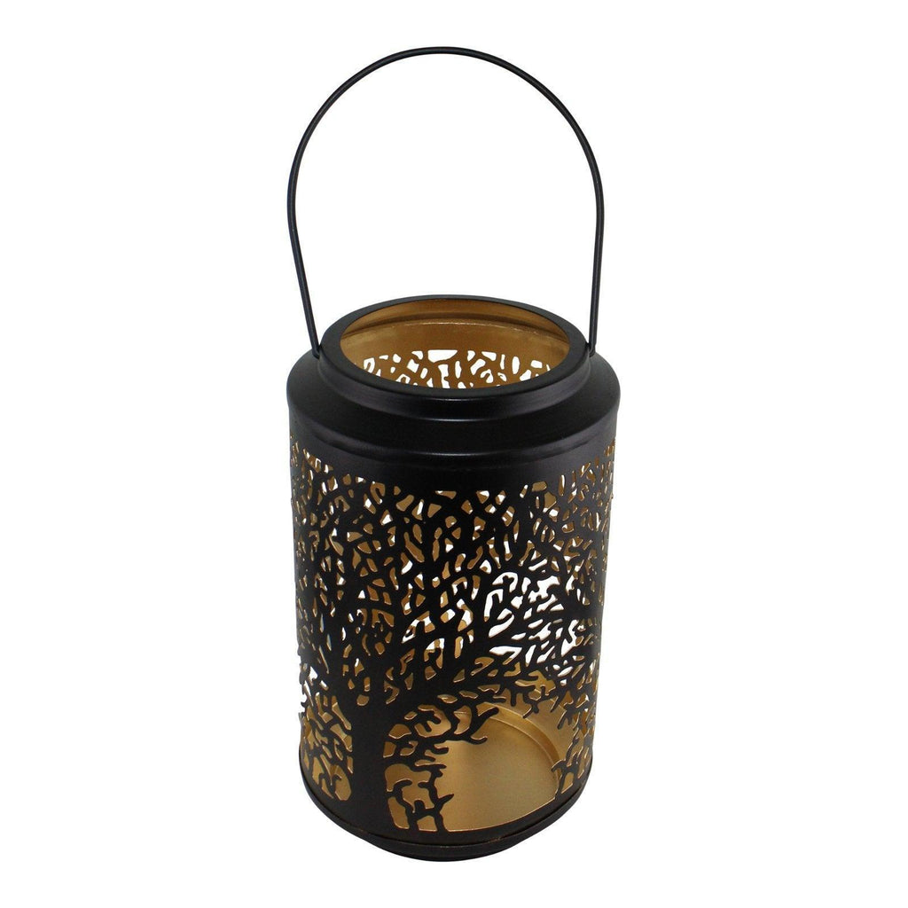 Medium Tree Of Life Cutout Design Black Candle Lantern Geko Products