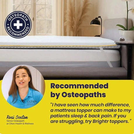 Brightr Sleep Memory Foam Mattress Topper with osteopath recommendation for improved sleep comfort