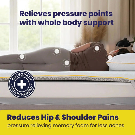 Brightr Sleep Memory Foam Mattress Topper providing whole body support and pressure relief