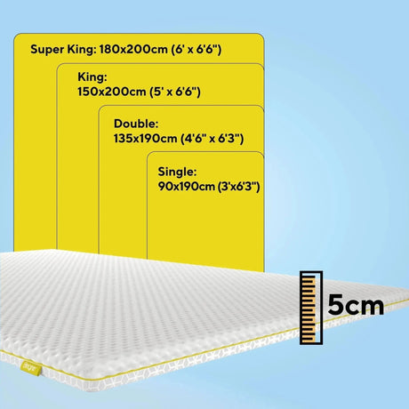 Brightr Sleep Memory Foam Mattress Topper available in multiple sizes for enhanced comfort and support