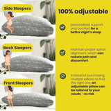 Brightr Sleep Memory Foam pillow designed for adjustable comfort for side, back, and front sleepers