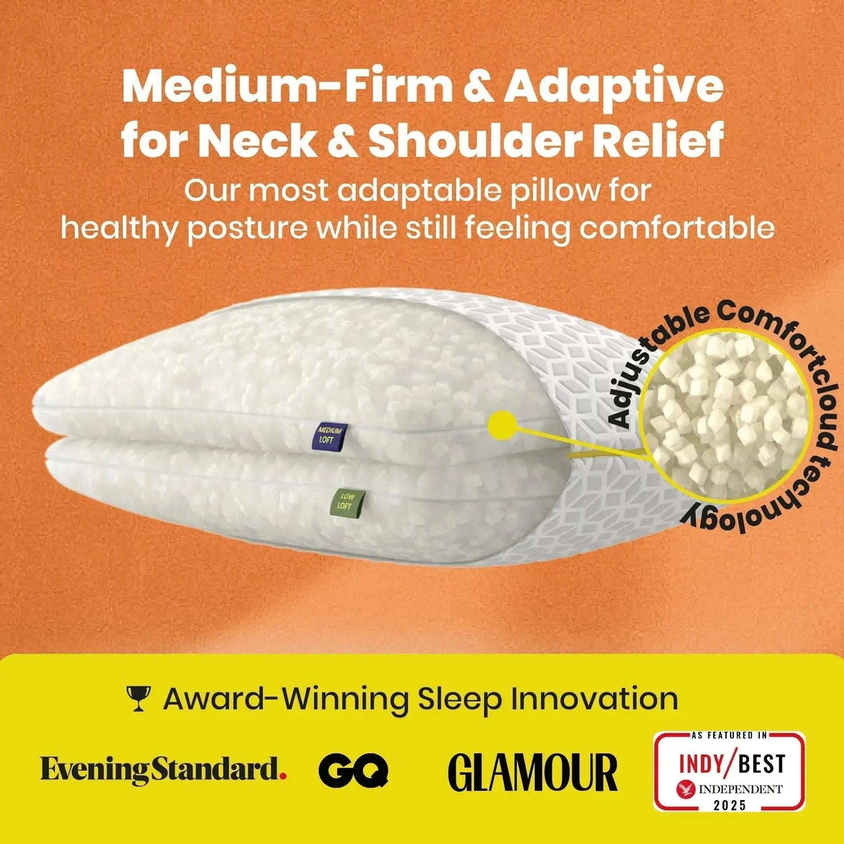 Brightr Sleep Medium-Firm Memory Foam Pillow for Neck Pain Relief and Comfort for Side Sleepers