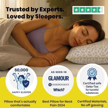 Brightr Sleep Memory Foam Pillow ideal for side sleepers, providing comfort and support for neck pain relief