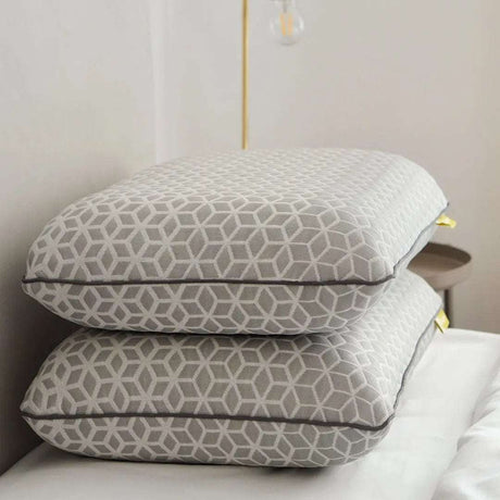 Brightr Eclipse Memory Foam Pillow stacked on a bed, designed for side sleepers with firm support