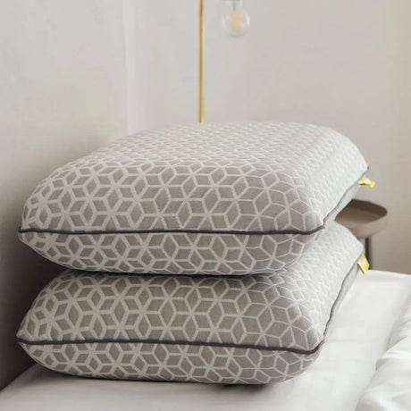 Brightr Eclipse Memory Foam Pillow stacked on a bed, designed for side sleepers with firm support