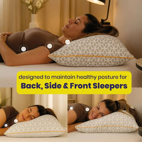 Brightr Sleep Memory Foam Pillow designed for back, side and front sleepers with adjustable support