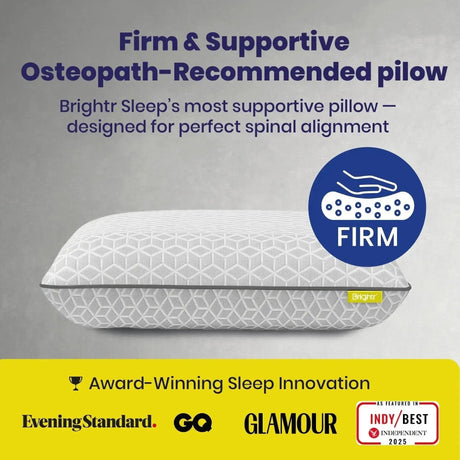 Brightr Eclipse Memory Foam Pillow with firm support for side sleepers and optimal spinal alignment