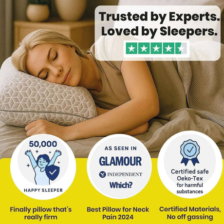 Brightr Eclipse Memory Foam Pillow for side sleepers, designed for neck pain relief and firm support
