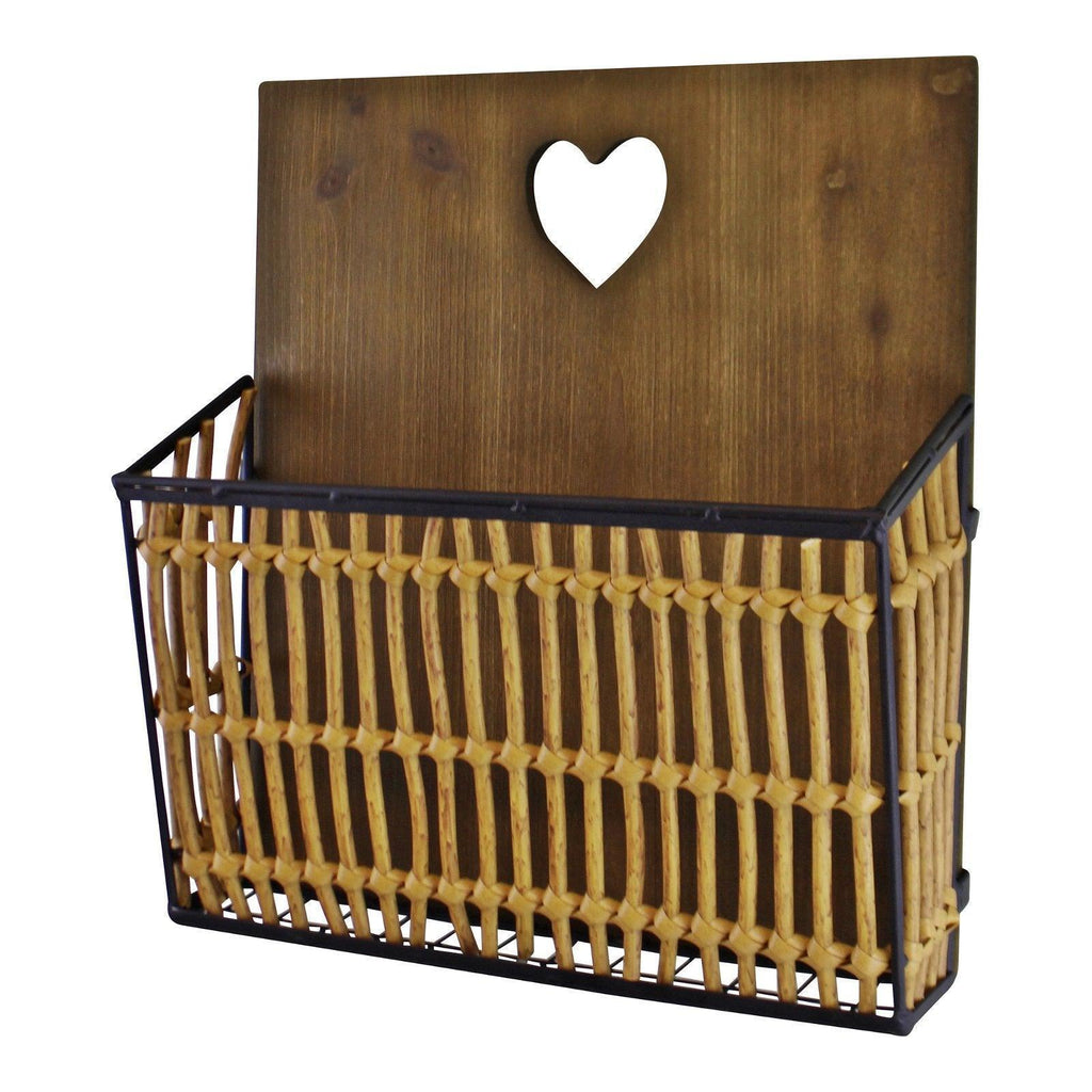 Metal & Wicker Wall Hanging Magazine Rack Geko Products