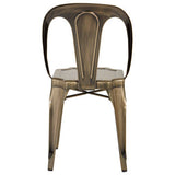 Orsina Metal Chair with a sleek design and vintage finish ideal for dining spaces