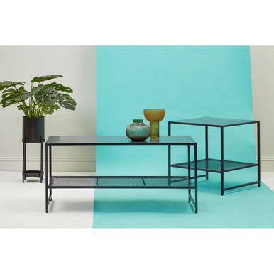Orsina Metal Coffee Table with Stylish Mesh Shelf Orsina