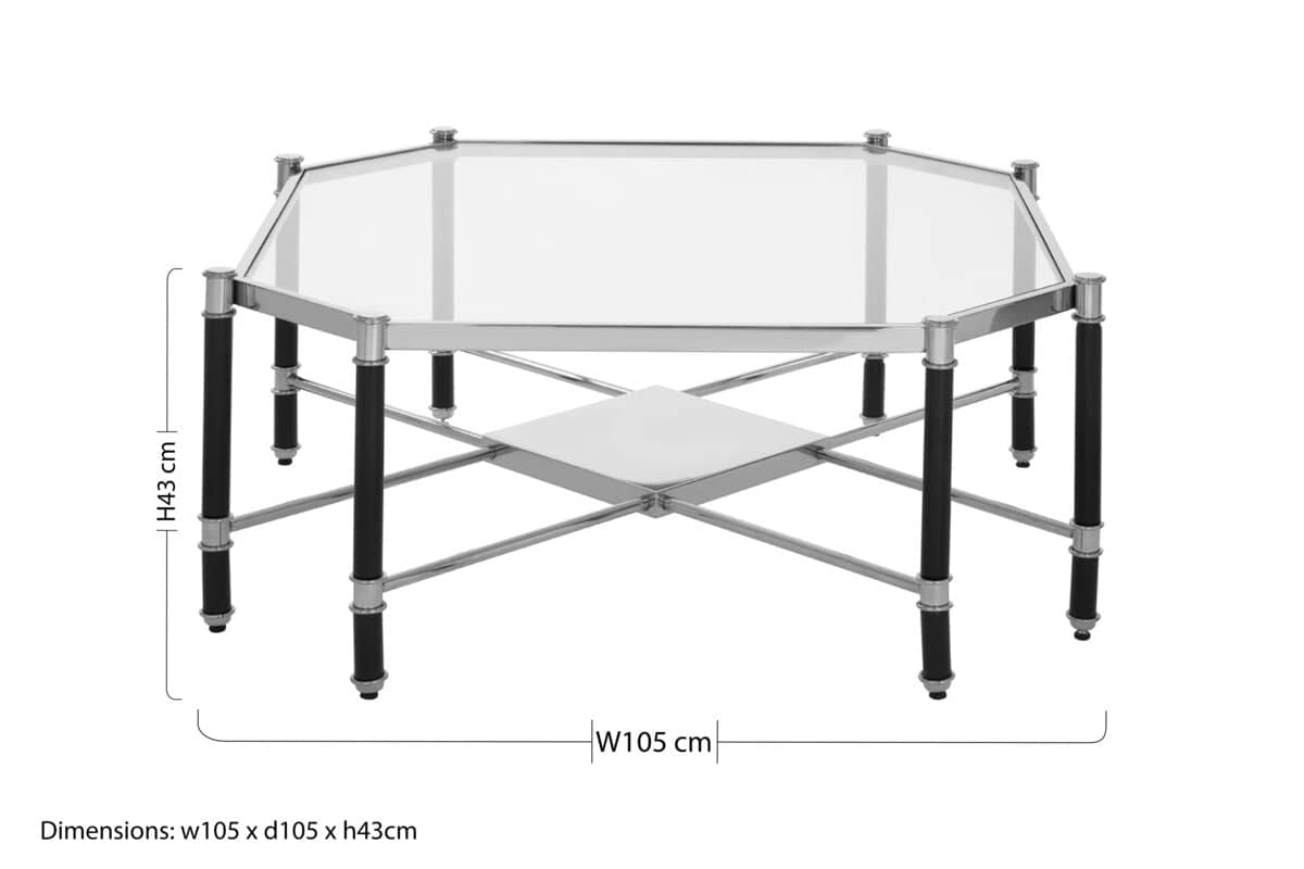 Allessi Silver Metal Coffee Table with Black Legs Orsina