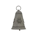 Decorative Metal Hanging Bell with intricate snowflake designs for Christmas tree ornaments