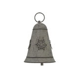Decorative Metal Hanging Bell with intricate snowflake designs for Christmas tree ornaments