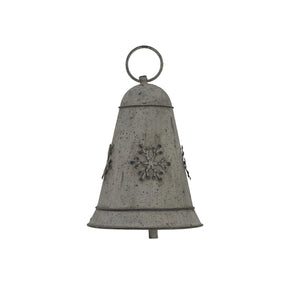 Decorative Metal Hanging Bell with intricate snowflake designs for Christmas tree ornaments