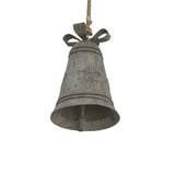 Metal Hanging Bell with Rustic Finish and Bow for Festive Christmas Decorations
