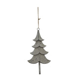 Rustic Metal Hanging Tree Decoration in Grey for Christmas Baubles or Home Decor