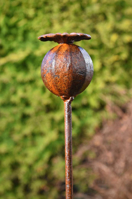 Rustic Metal Poppy Seedhead Garden Art Sculpture by savageworksuk for Outdoor Decor