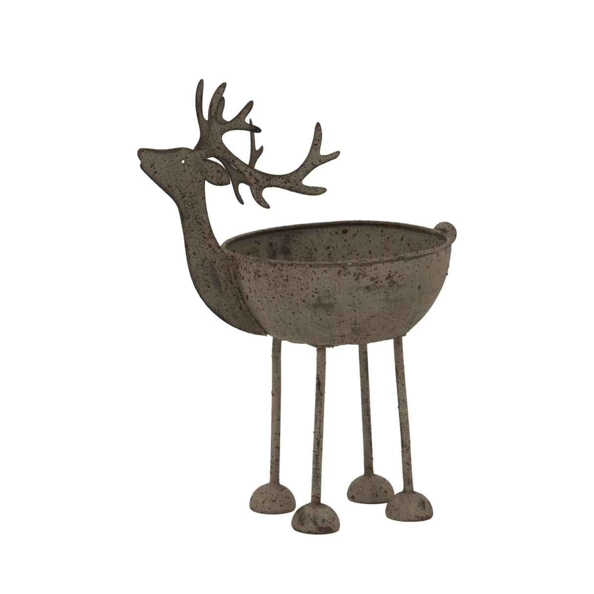 Metal Reindeer Bowl in a rustic design, perfect for Christmas room decorations and festive displays