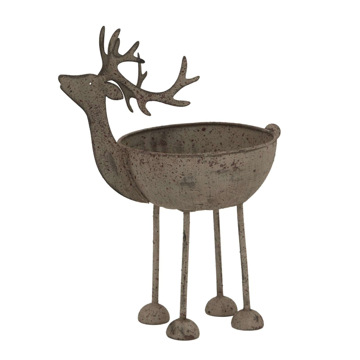 Decorative Metal Reindeer Bowl in a rustic finish, perfect for festive Christmas room decorations