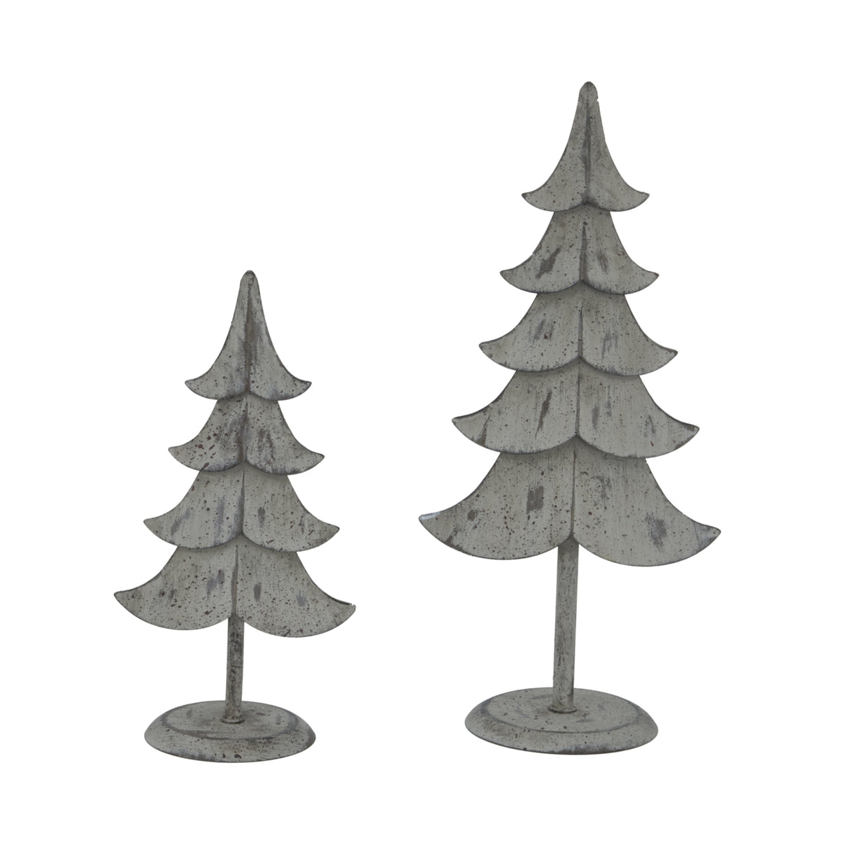 Set of Metal Standing Trees in grey finish, perfect for Christmas room decorations and festive displays