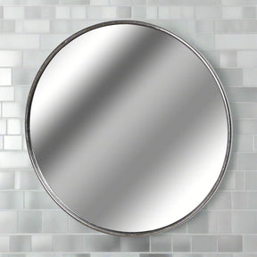 Silver Foil Large Circular Metal Wall Mirror SILVER METAL Shades 4 Seasons