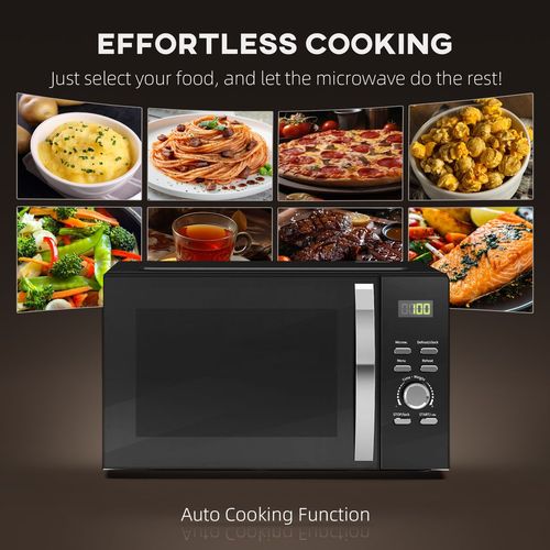 HOMCOM 23L 800W Microwave Oven with Digital Display, Auto Cook, Black HOMCOM