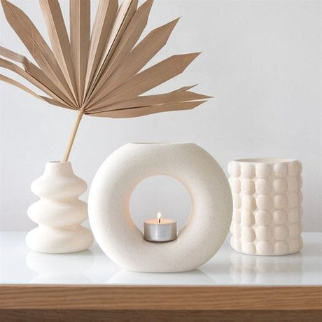Textured White Ceramic Oil Burner for Home Decor N/A