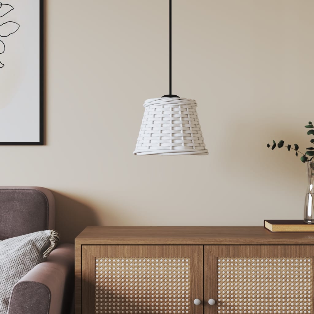 vidaXL White Woven Lampshade Hanging from a Modern Ceiling Light in a Stylish Living Room